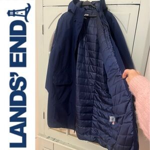Lands' End WATERPROOF Dark Blue Quilted Coat
